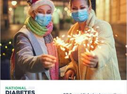 Two people wearing masks with sparklers - National Diabetes Prevention Program Graphic
